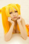 animal_ears blonde_hair cleavage cosplay dress fox_ears na-san na's_tail original rating:Safe score:2 user:nil!