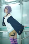 cosplay garter kaieda_kae pleated_skirt purple_hair rosario+vampire shirayuki_mizore skirt striped_legwear sweater tank_top thighhighs zettai_ryouiki rating:Safe score:3 user:nil!