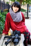 boots camera jacket sayaka scarf thighhighs zettai_ryouiki rating:Safe score:2 user:nil!