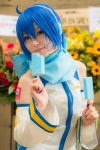 ahoge asagiri_moni blue_eyes blue_hair cosplay detached_sleeves dress headset ice_cream_pop kaiko scarf vocaloid rating:Safe score:1 user:pixymisa