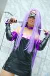 blindfold chains choker cosplay detached_sleeves dress fate/series fate/stay_night knives makiron pantyhose purple_hair rider rating:Safe score:0 user:nil!