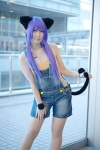 animal_ears cat_ears cosplay denim narihara_riku original overalls pantyhose purple_hair sheer_legwear tail tubetop rating:Safe score:0 user:nil!