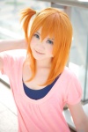 blue_eyes cosplay kousaka_honoka love_live!_school_idol_project madoka_(cosplayer) orange_hair side_ponytail swimsuit tshirt rating:Safe score:0 user:pixymisa