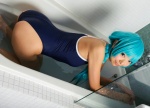 aqua_hair bathroom bathtub braid cosplay hatsune_miku headset necoco one-piece_swimsuit project_necoco-f swimsuit vocaloid wet rating:Safe score:2 user:nil!
