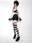 apron costume moe-boo namada striped thighhighs waitress waitress_uniform zettai_ryouiki rating:Safe score:2 user:nil!