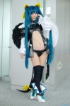 bikini_bottom boots cosplay dizzy guilty_gear hairbow jacket pantyhose swimsuit tail thighhighs twintails underboob wings yui rating:Safe score:4 user:nil!