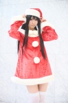 akiyama_mio cosplay dress k-on! rinami santa_costume stocking_cap thighhighs zettai_ryouiki rating:Safe score:3 user:nil!