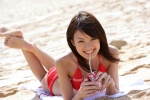 beach bikini coca-cola knit minami_akina side-tie_bikini swimsuit rating:Safe score:1 user:nil!