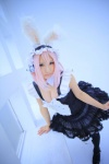 animal_ears black_legwear bunny_ears cleavage cosplay dress headphones nitro_super_sonic pink_hair saku super_soniko thighhighs rating:Safe score:1 user:nil!