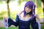 choker cleavage cosplay fate/hollow_ataraxia fate/series gown hairbow hazuki_minami matou_sakura purple_hair rating:Safe score:0 user:nil!
