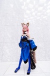 animal_ears caster cosplay detached_sleeves dress fate/extra fate/series fox_ears fox_tail pink_hair seri thighhighs zettai_ryouiki rating:Safe score:0 user:pixymisa