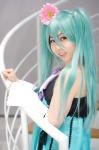 aqua_hair cosplay detached_sleeves dress hatsune_miku kei_(ii) twintails vocaloid rating:Safe score:0 user:nil!