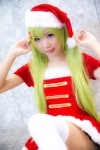 crinoline dress green_hair hair_clips santa_costume stocking_cap thighhighs yae_maiko zettai_ryouiki rating:Safe score:1 user:pixymisa