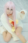 bow choker cosplay heterochromia k neko_(k) pantyhose pink_hair seri sheer_legwear sweater rating:Safe score:0 user:pixymisa