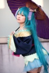 aqua_hair choro cosplay dress hatsune_miku project_diva thighhighs twintails umbrella vocaloid zettai_ryouiki rating:Safe score:2 user:nil!