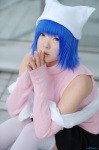 blue_hair cat_hat cosplay detached_sleeves kitazato_shigure natsume_megumi pleated_skirt shawl skirt snow_(game) sweater thighhighs turtleneck zettai_ryouiki rating:Safe score:0 user:nil!