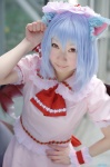 animal_ears blouse blue_hair cat_ears cosplay hat hazuki_minami remilia_scarlet skirt touhou wings rating:Safe score:0 user:nil!