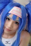 blue_hair bodysuit buyara cosplay hair_ribbons headband klan_klein macross macross_frontier twintails rating:Safe score:0 user:nil!