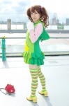 cosplay hoodie idolmaster miniskirt nanahara_mai skirt striped sweatshirt takatsuki_yayoi thighhighs tiered_skirt zettai_ryouiki rating:Safe score:0 user:pixymisa