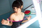 bathroom bathtub cleavage erika_(ii) one-piece_swimsuit ponytail soap_suds swimsuit swimsuit_pull wet rating:Safe score:1 user:nil!