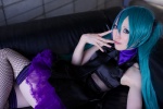 aqua_hair blouse cosplay fishnet_stockings hatsune_miku noa petticoat pleated_skirt skirt thighhighs tie twintails vocaloid rating:Safe score:0 user:pixymisa