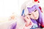 bed cosplay dress hat patchouli_knowledge purple_hair robe saku sweet_garden touhou rating:Safe score:0 user:nil!