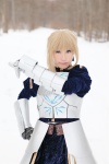 armor blonde_hair blouse braid cosplay fate/series fate/stay_night gauntlets kamui_arisa red_moon saber skirt rating:Safe score:0 user:nil!