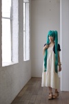 aqua_eyes aqua_hair cosplay dress hatsune_miku shawl twintails vocaloid wristband yuuki_mio rating:Safe score:1 user:pixymisa