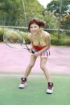 ai_(ii) bikini_top cleavage hairbun pleated_skirt skirt swimsuit tennis_racket ys_web_454 rating:Safe score:0 user:nil!