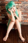 aqua_hair barefoot bikini cosplay hatsune_miku project_diva saku swimsuit twintails vocaloid rating:Safe score:1 user:nil!