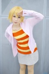 agemaki_wako blonde_hair cosplay hinata hoodie miniskirt pantyhose skirt star_driver striped tshirt rating:Safe score:0 user:nil!