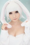 animal_ears blouse bunny_ears cleavage cosplay misa open_clothes tagme_character tagme_series white_hair rating:Safe score:0 user:pixymisa