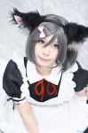 animal_ears apron cat_ears cosplay dress maid maid_uniform original silver_hair yuzuki_aya_(ii) rating:Safe score:0 user:nil!