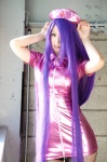 black_legwear cosplay dress ikkitousen kanu_unchou kibashi nurse nurse_cap nurse_uniform pantyhose purple_hair rating:Safe score:1 user:nil!