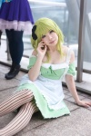 apron cosplay dress eat_me_(vocaloid) green_hair gumi hairbow hiyori pantyhose vocaloid rating:Safe score:2 user:nil!