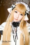 apron blonde_hair chii_(chobits) chobits choker cosplay dress hairband maid maid_uniform momoiro_merankori saku rating:Safe score:0 user:nil!