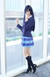 aki_(iv) blazer blouse blue_hair cosplay kneesocks love_live!_school_idol_project pleated_skirt school_uniform skirt sonoda_umi rating:Safe score:0 user:nil!