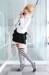 amane_misa blonde_hair cosplay death_note handcuffs rose school_uniform striped taku_anko thighhighs twintails rating:Safe score:2 user:nil!
