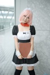 alicetene- apron black_legwear collar cosplay dress maid maid_uniform original pink_hair thighhighs zettai_ryouiki rating:Safe score:0 user:nil!