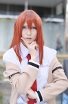 blouse cardigan cosplay makise_kurisu red_hair steins;gate sumire_(ii) tie rating:Safe score:0 user:nil!