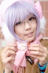 bow coat cosplay ear_muffs eko_(ii) glasses hat nagato_yuki purple_hair sailor_uniform scarf school_uniform suzumiya_haruhi_no_shoushitsu rating:Safe score:1 user:pixymisa
