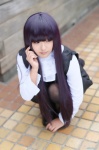 black_legwear blouse cosplay inu_boku_secret_service jumper purple_hair ririmiru school_uniform shirakiin_ririchiyo thighhighs rating:Safe score:0 user:nil!