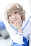blonde_hair cosplay hanasaku_iroha matsumae_ohana nepachi pleated_skirt sailor_uniform school_uniform skirt rating:Safe score:0 user:pixymisa