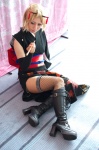 blonde_hair boots cosplay fishnet_stockings gintama kimono kon thighhighs tsukuyo rating:Safe score:3 user:nil!