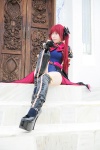 bodysuit boots cape cosplay dark_aries elbow_gloves gloves hairbow jinno_hikari kamui_arisa makai_tenshi_djibril red_hair thigh_boots thighhighs twintails rating:Safe score:0 user:nil!