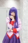 bakemonogatari blouse cosplay hiokichi pleated_skirt purple_eyes purple_hair senjougahara_hitagi skirt tie rating:Safe score:0 user:pixymisa
