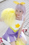 cheerleader_uniform cosplay hairbow hiiragi_tsukasa kneehighs lucky_star mikan pom_poms purple_hair rating:Safe score:0 user:nil!