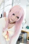 blue_eyes bow choker cosplay dress k neko_(k) nikoichi_mizuho pink_hair sweater_dress rating:Safe score:1 user:pixymisa