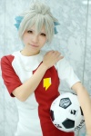cosplay crossplay inazuma_eleven_go multi-colored_hair shirt shuuya_gouenji soccer_ball soccer_uniform touru rating:Safe score:0 user:pixymisa
