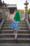 cosplay detached_sleeves green_hair kochiya_sanae lenfried miniskirt skirt socks touhou rating:Safe score:0 user:nil!